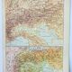 Old lithograph 1898, Alps, map, mountain • Engraving, Original plate