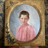Portrait young girl in pink , signed G.Laperrière june 1888
