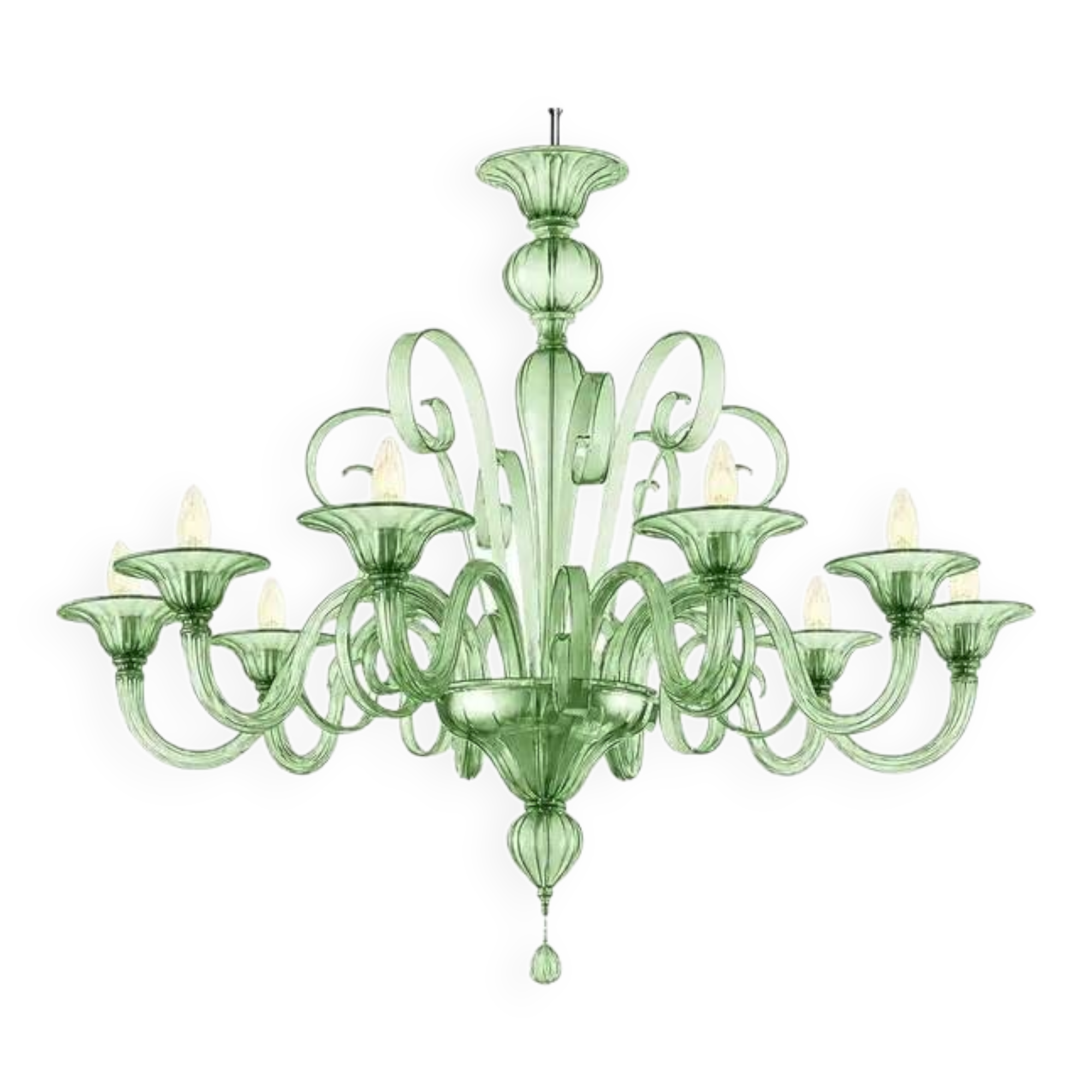 Chandelier en verre de Murano vert vénitien par Simoeng pour Simoeng