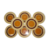 Set de 8 assiettes à dessert Gien France Gallia de 1970 décor peint main