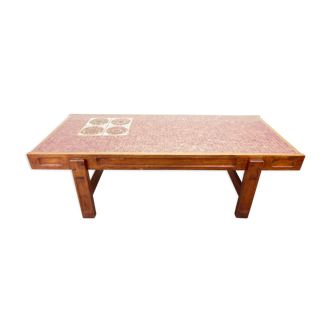 Vintage Mid century red mosaic coffee table by Juliette Belarti