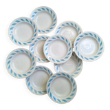 10 Amandinoise soup plates with blue oak leaves