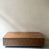 Coffee table in elm burl and chrome in the style of Willy Rizzo, 1970.