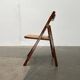Ensemble de chaises pliantes en bois du milieu du siècle avec sièges en osier viennois, années 1960