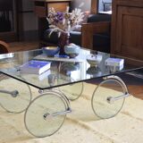 Table basse en verre & roues