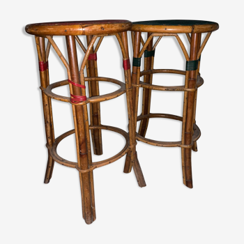 Set de 2 tabourets en rotin