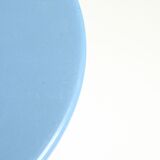 Postmodern cast iron flower base adjustable round side tables, blue and green, 1980s.