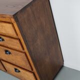 Belgian industrial oak apothecary cabinet, 1940s