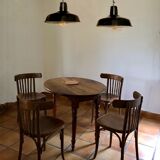 Pair of 40s enamelled XL industrial suspensions