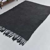6x7 Charcoal Handwoven Anatolian Kilim Rug, 172x218 Cm