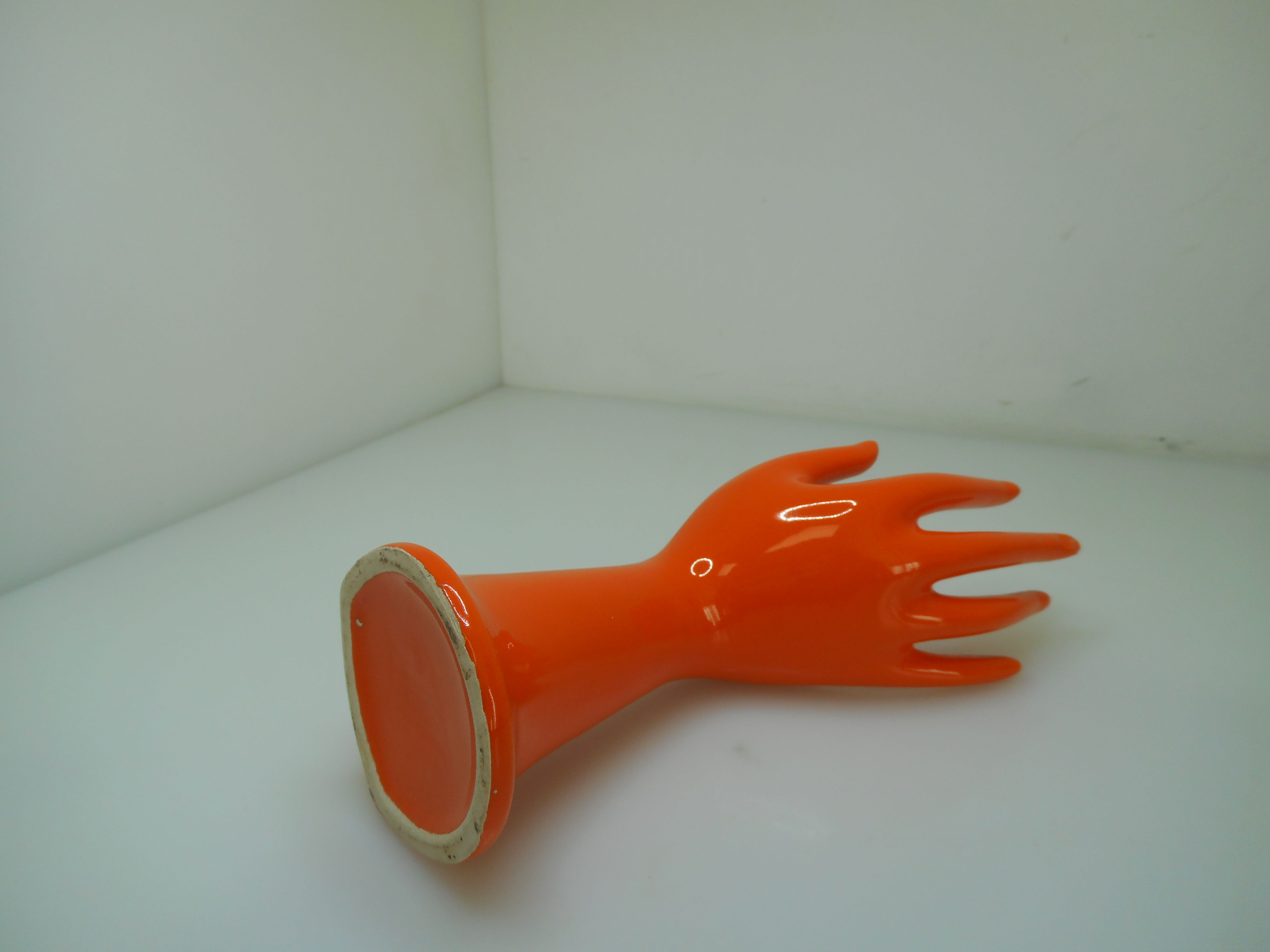 Vintage orange ceramic hand