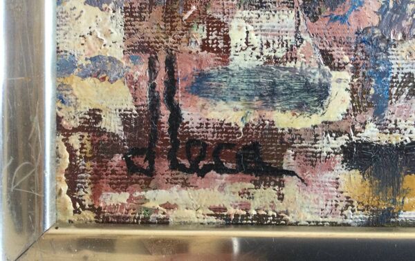 Huile sur toile ''Coquelicots sur le mur'' de Dominique LECA (1938)