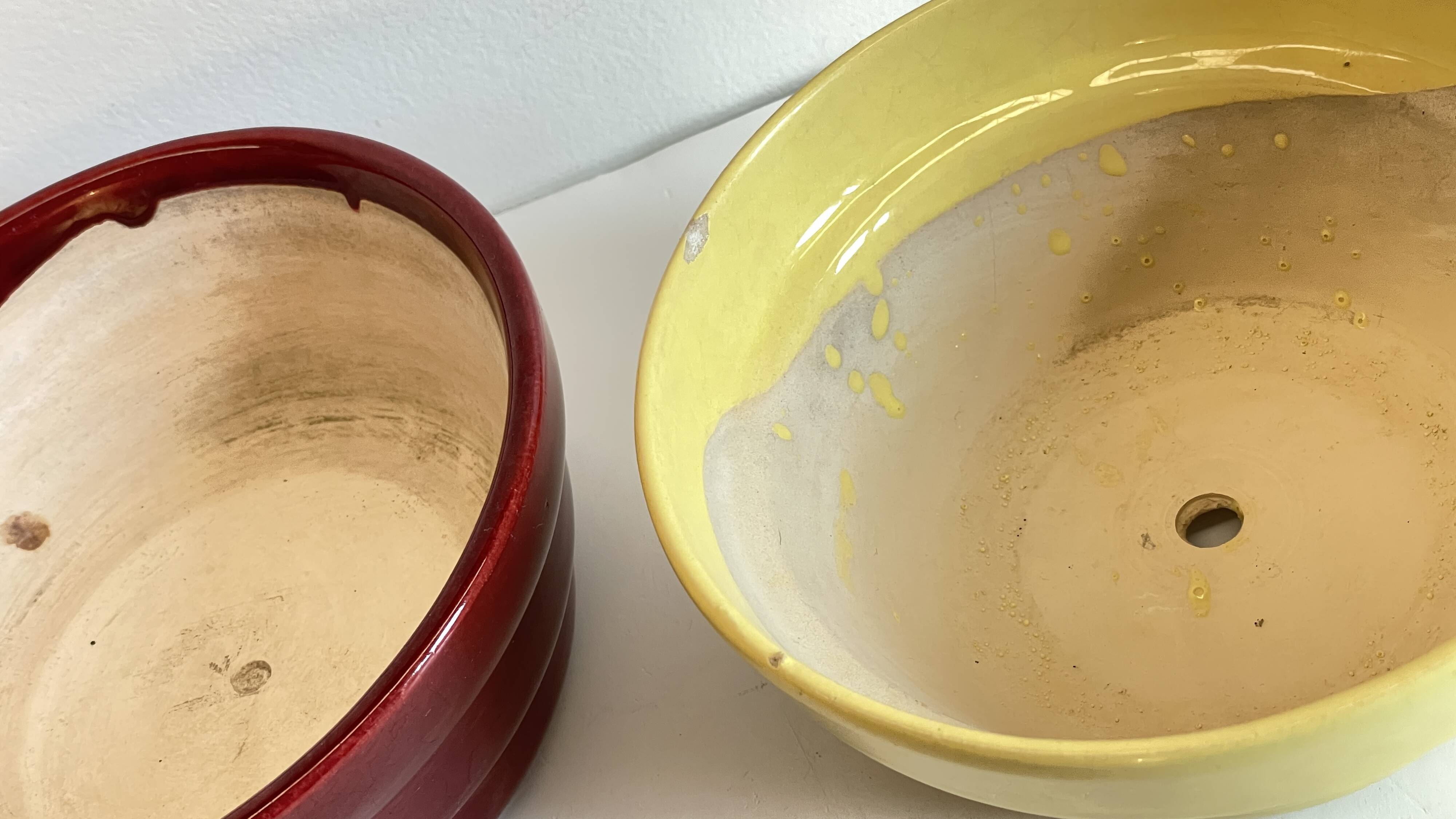 50s pot covers, vintage ceramic