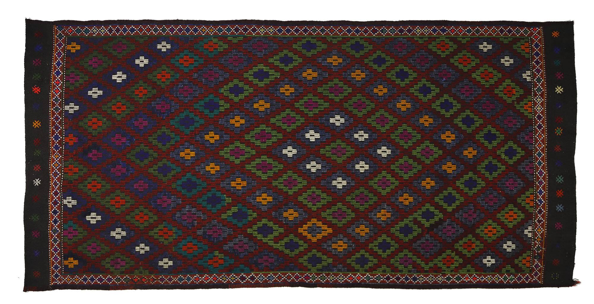 Area kilim rug ,vintage wool turkish handknotted kilim, 360 cmx 176 cm rug