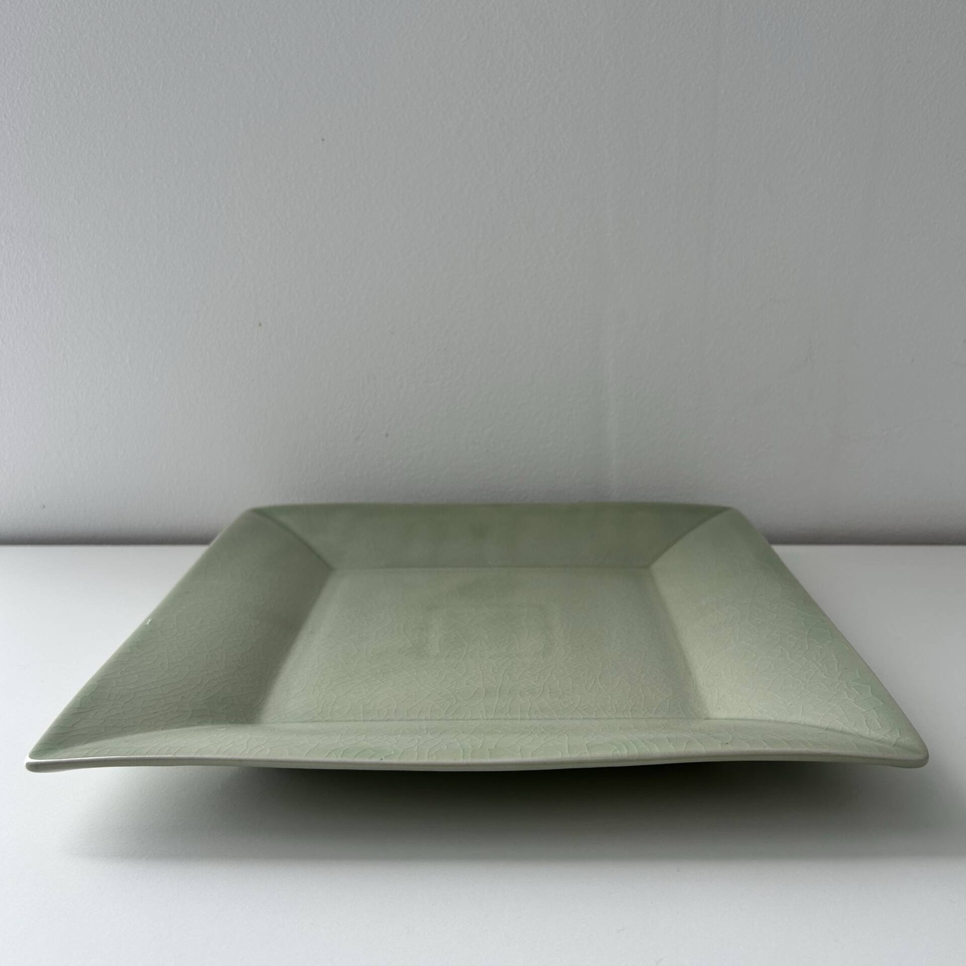 Large celadon square plate