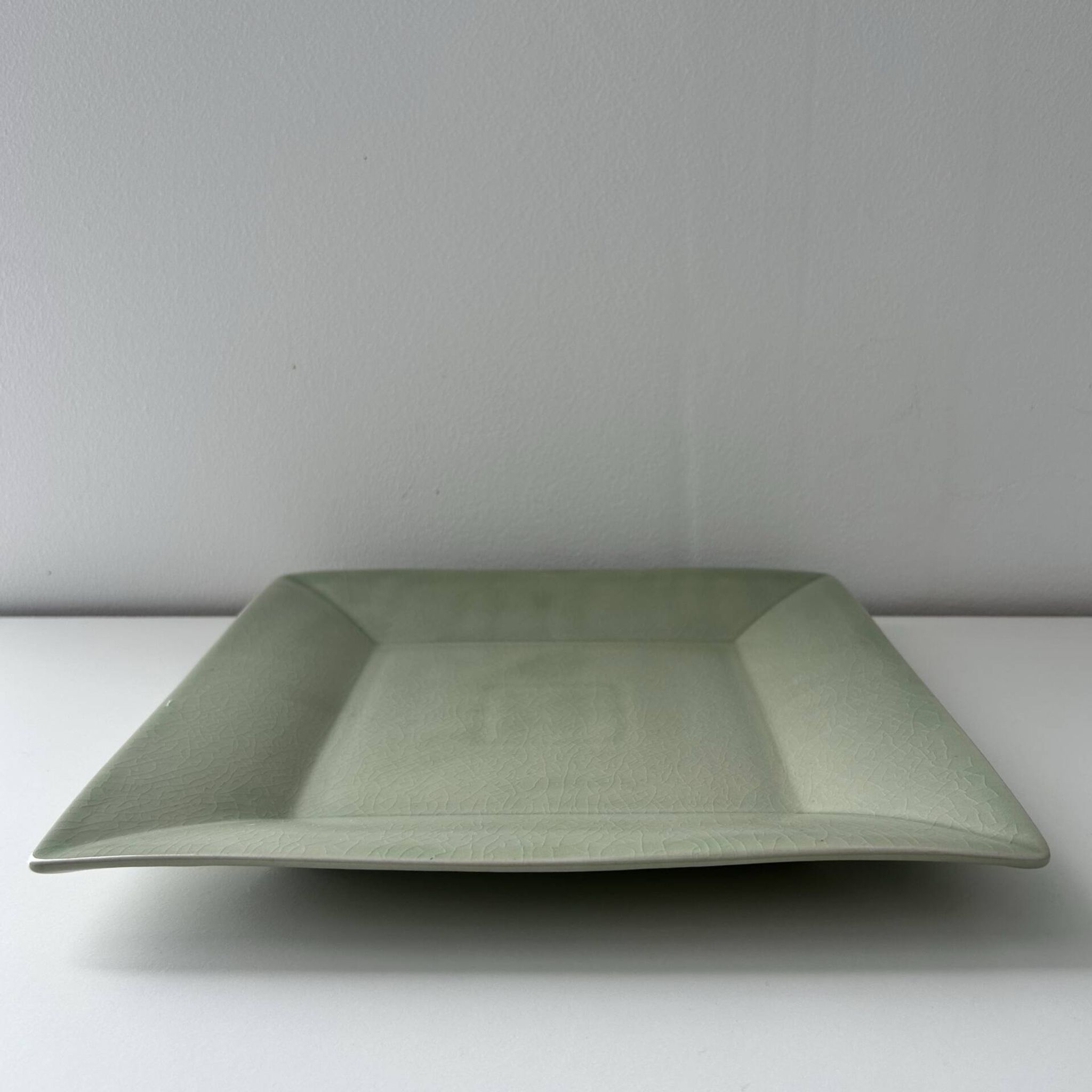 Large celadon square plate
