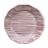 Assiette rayure fine bordeaux 25cm