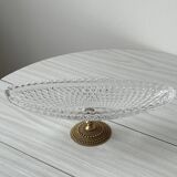 Molded glass bowl with gold metal base