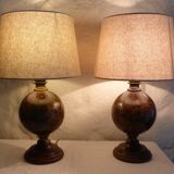 Pair of world map lamps