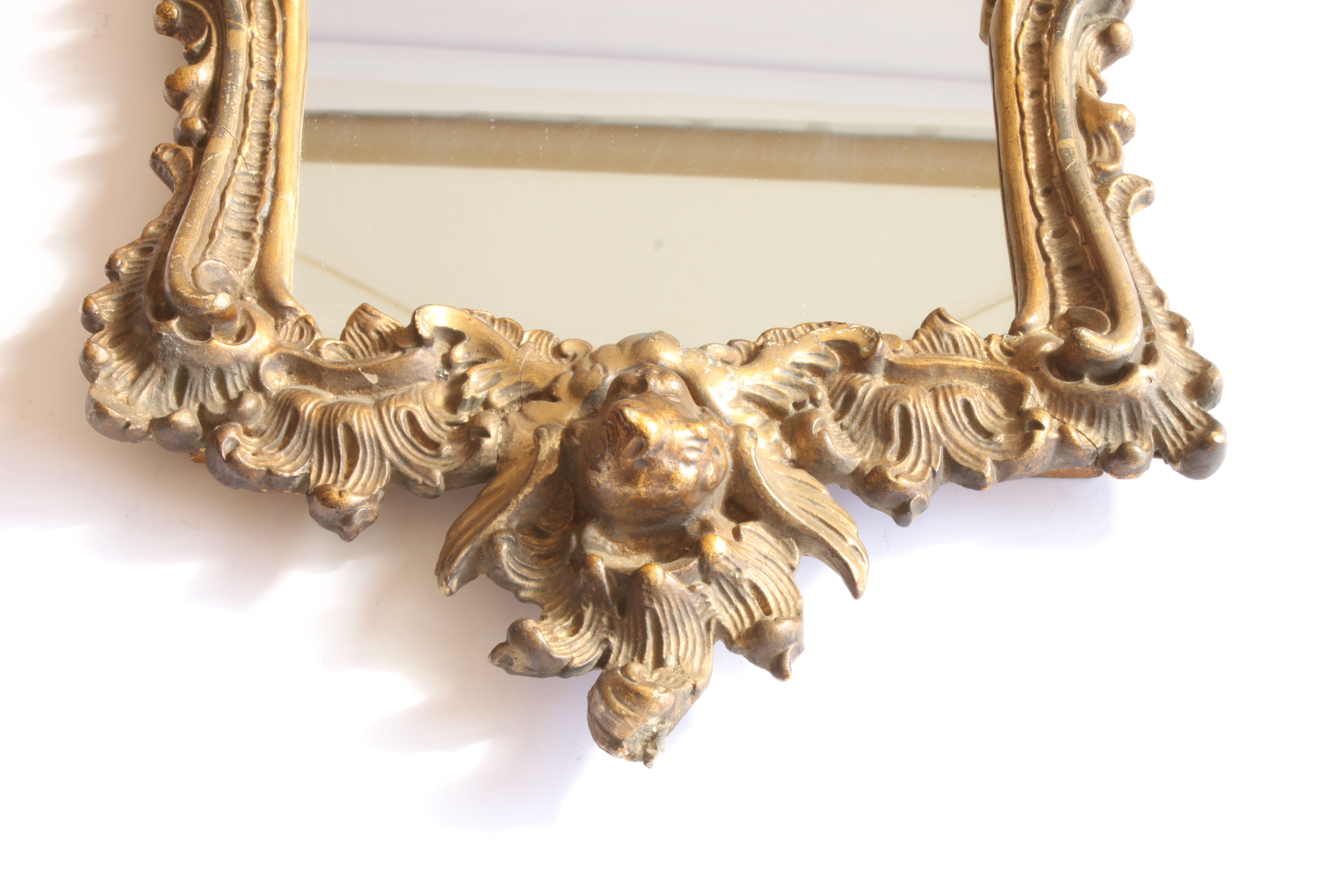 Gilded wooden angel mirror, Third Republic Rococo revival.