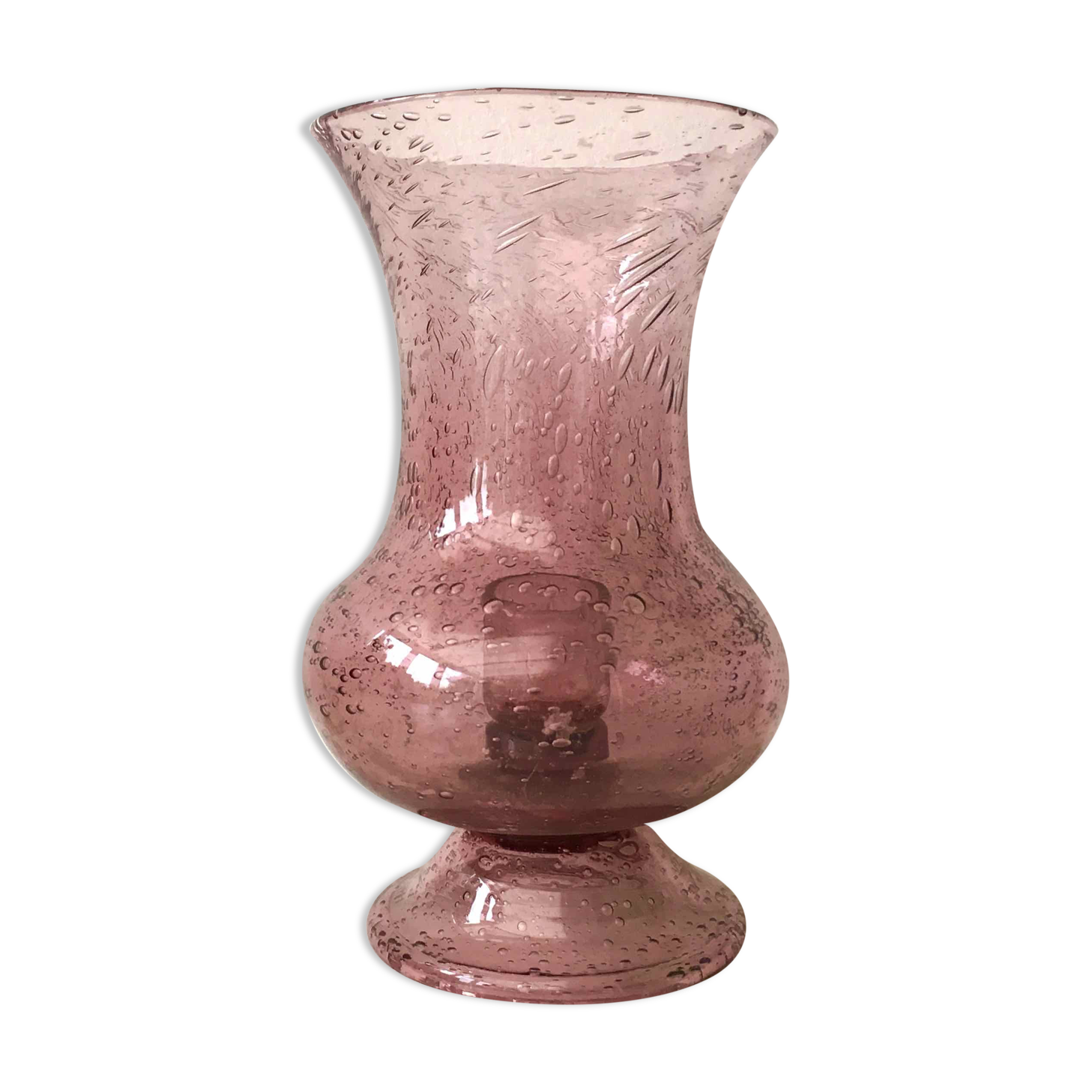 Photophore bruyère verre soufflé bullé