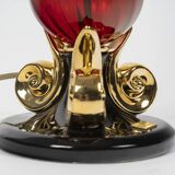 Grande lampe à poser en céramique et verre de Murano