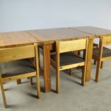 Vintage scandinavian pine drop-leaf dining table, edvin helseth, norway 70s