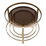 Set of three nesting coffee tables in bronze and smoked glass, 70s