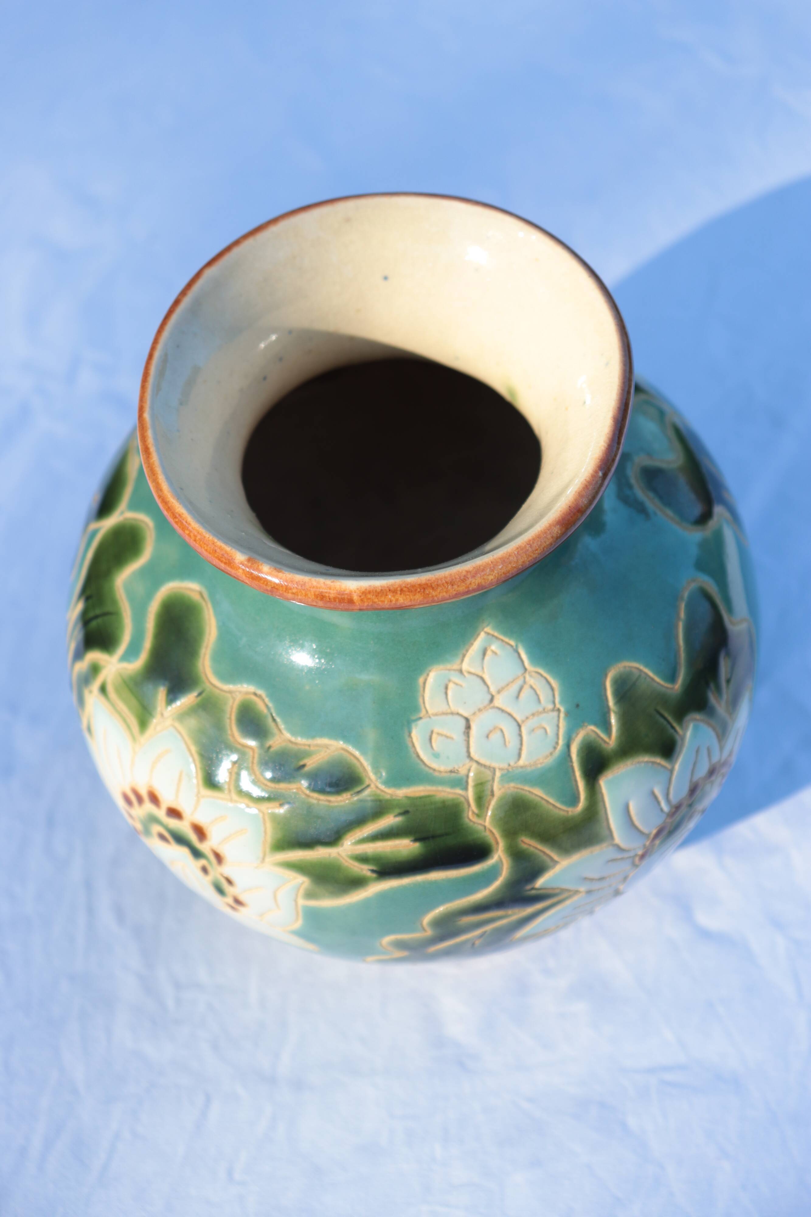 Flowered ceramic vase