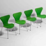 Set of 4 Fritz Hansen butterfly chairs in deep green fabric, 1980s