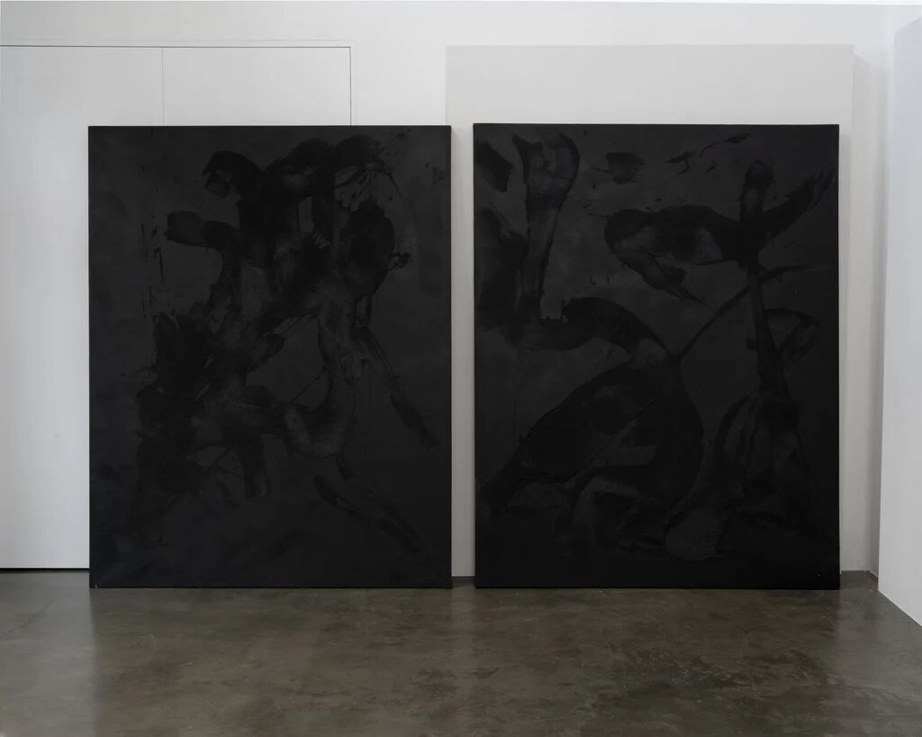 Large abstract diptych, mixed media on canvas by Alyse Stone RCA