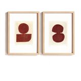 Painting duo - Tea and Infini - abstract illustration - Dark terracotta - signed eawy