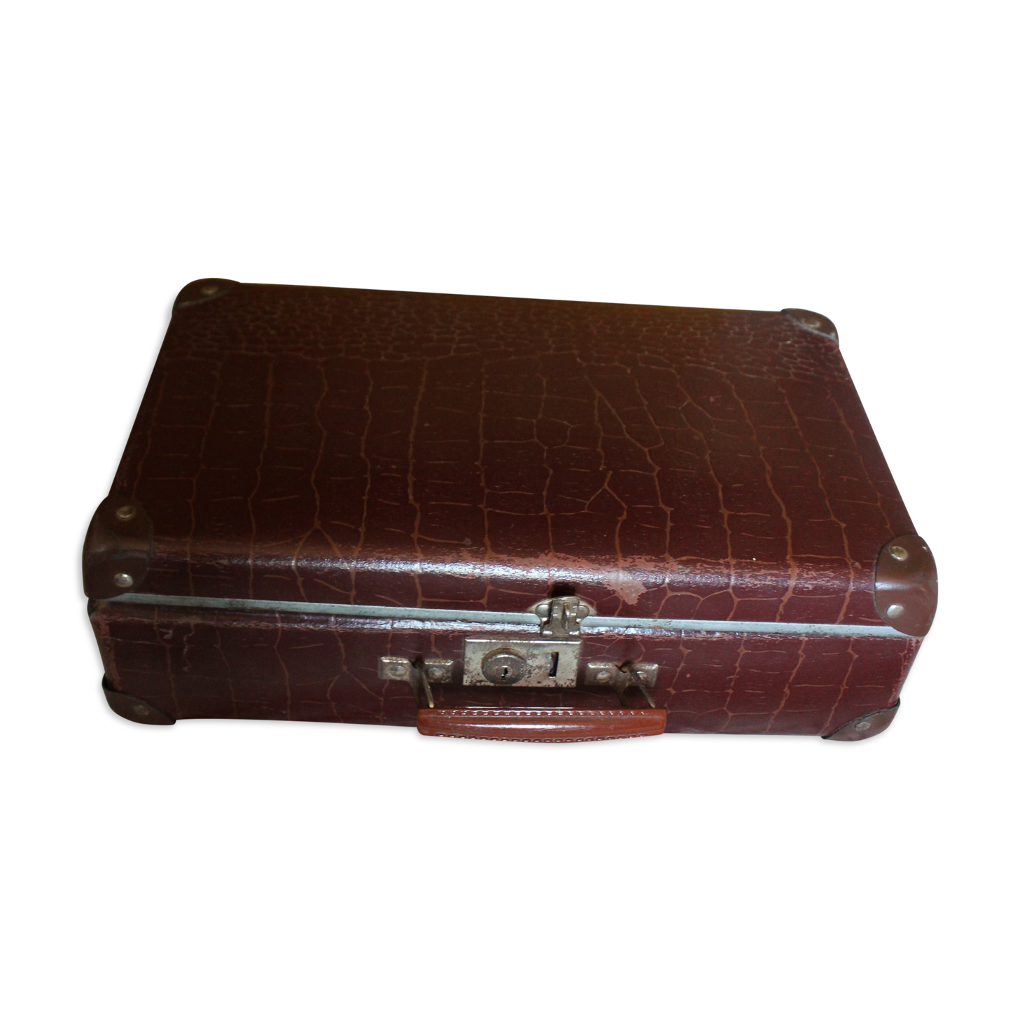 Vintage suitcase brown croco