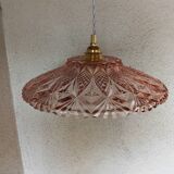 Vintage pink molded glass pendant light
