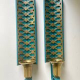 Swedish Grace Pair of Wall Candle holders Sconces in painted metal & b