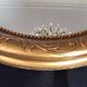 Large Baroque Mirror • Oval Arch • Carved Wood • Resin • 1950