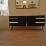 Vintage metallic sideboard in the Bauhaus style of the 70s