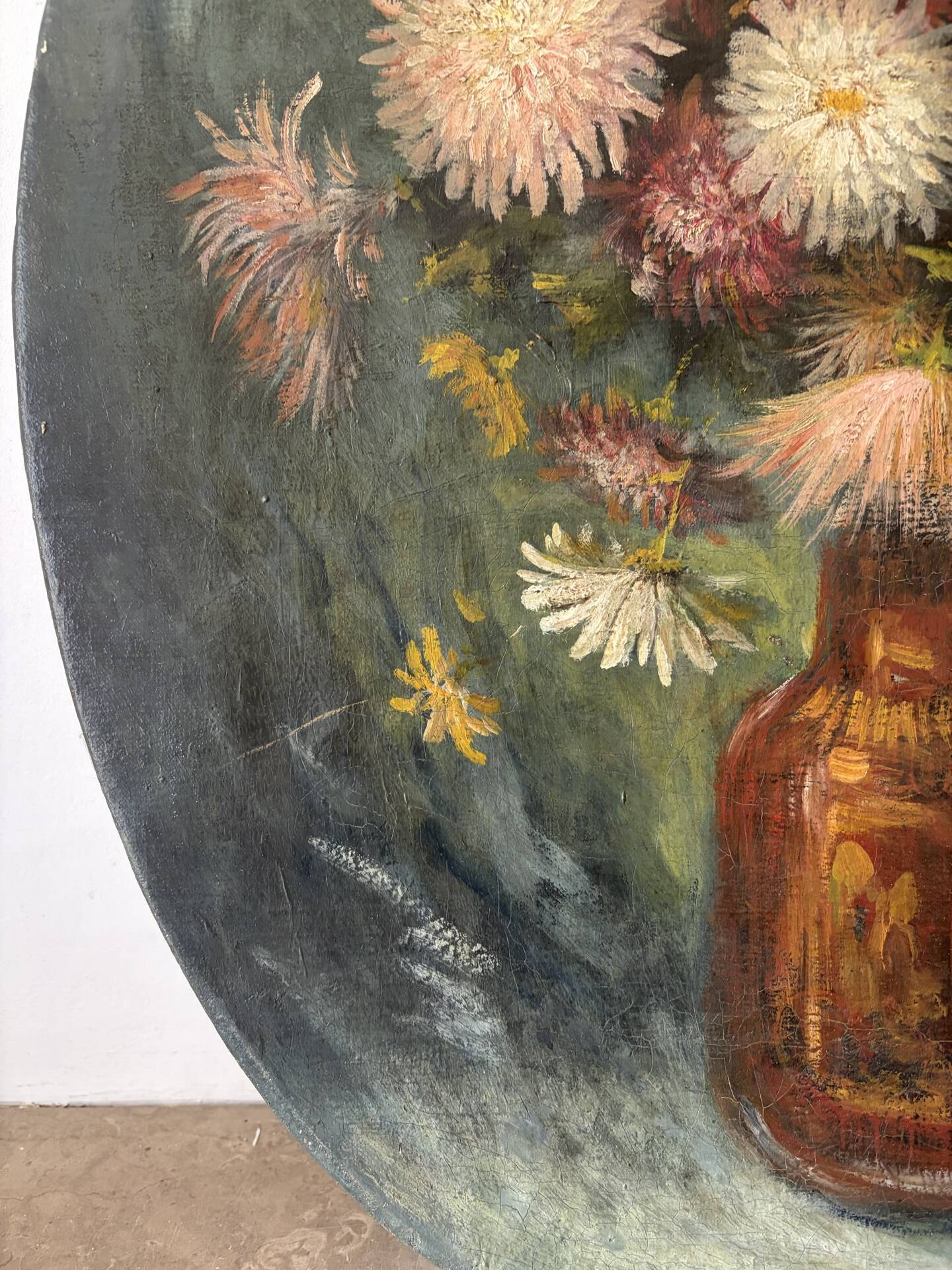 Oval bouquet, oil on canvas