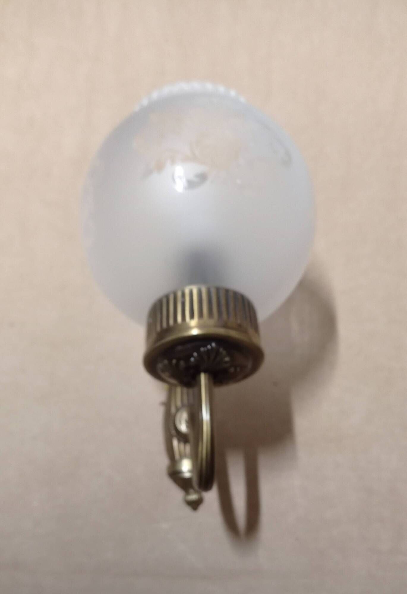 Vintage ball wall light - mid century style - bronze and frosted glass - excellent condition