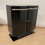 French Art Deco Bar Sideboard in Black Lacquer and Chrome, 1930
