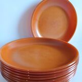 Set of 9 vintage opaline brown plates