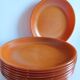 Lot de 9 assiettes marron opaline vintage