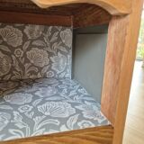 Antique English bedside table in solid wood, refurbished.