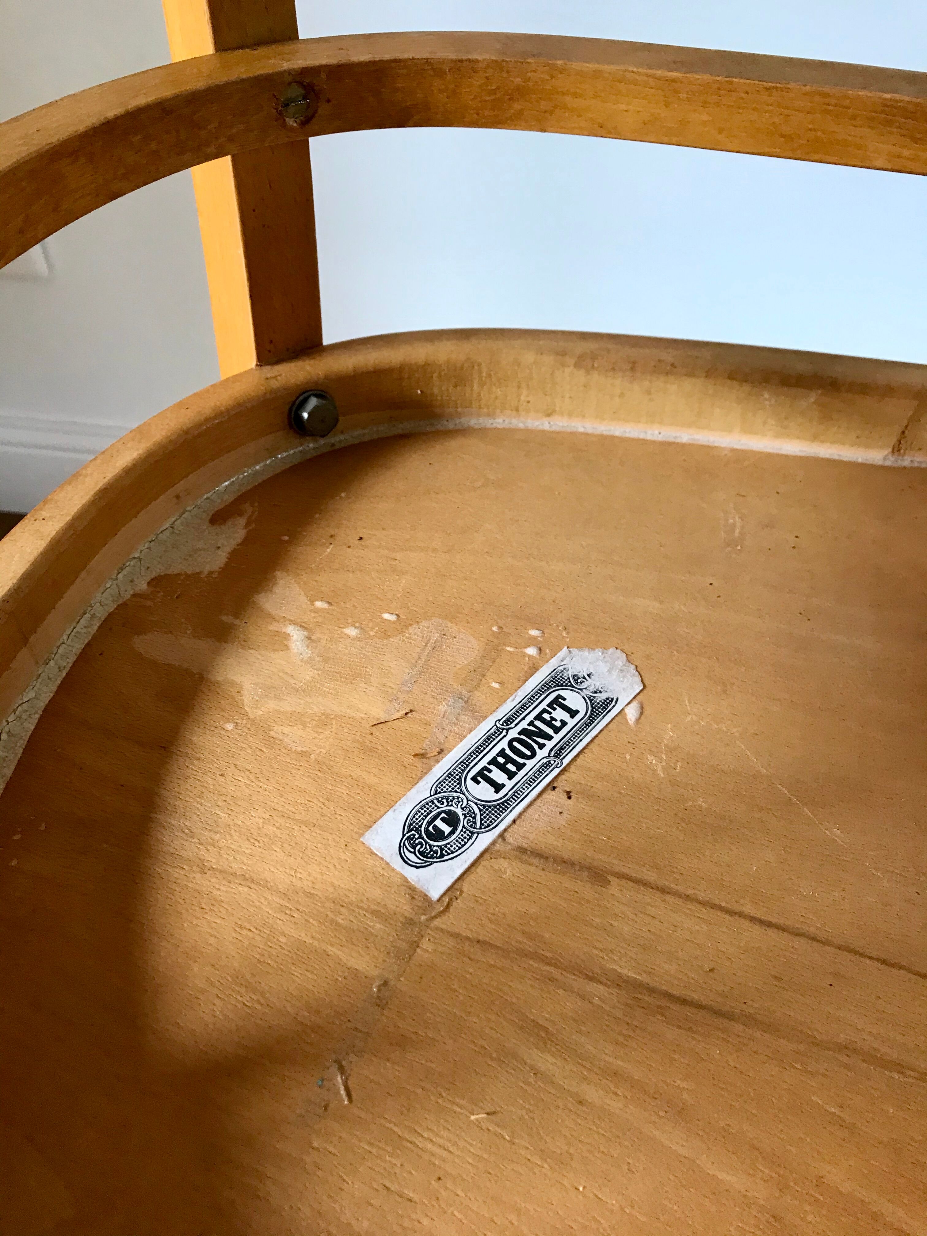 set of 4 Thonet bistro chairs in curved wood honey Mid-Century 50s