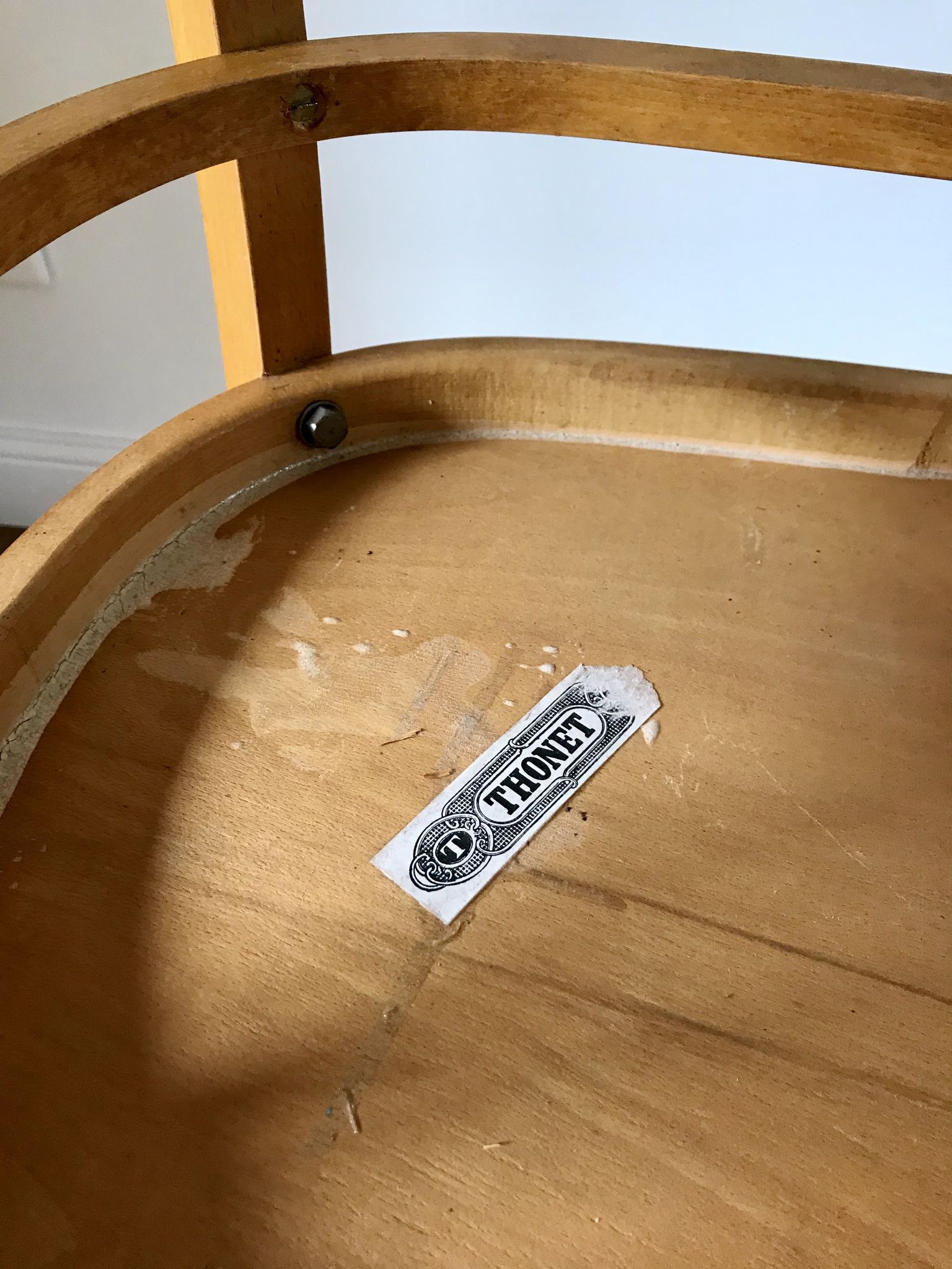set of 4 Thonet bistro chairs in curved wood honey Mid-Century 50s