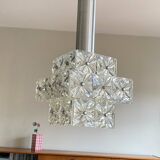Pendant chandelier in plexiglass diamond point aluminum