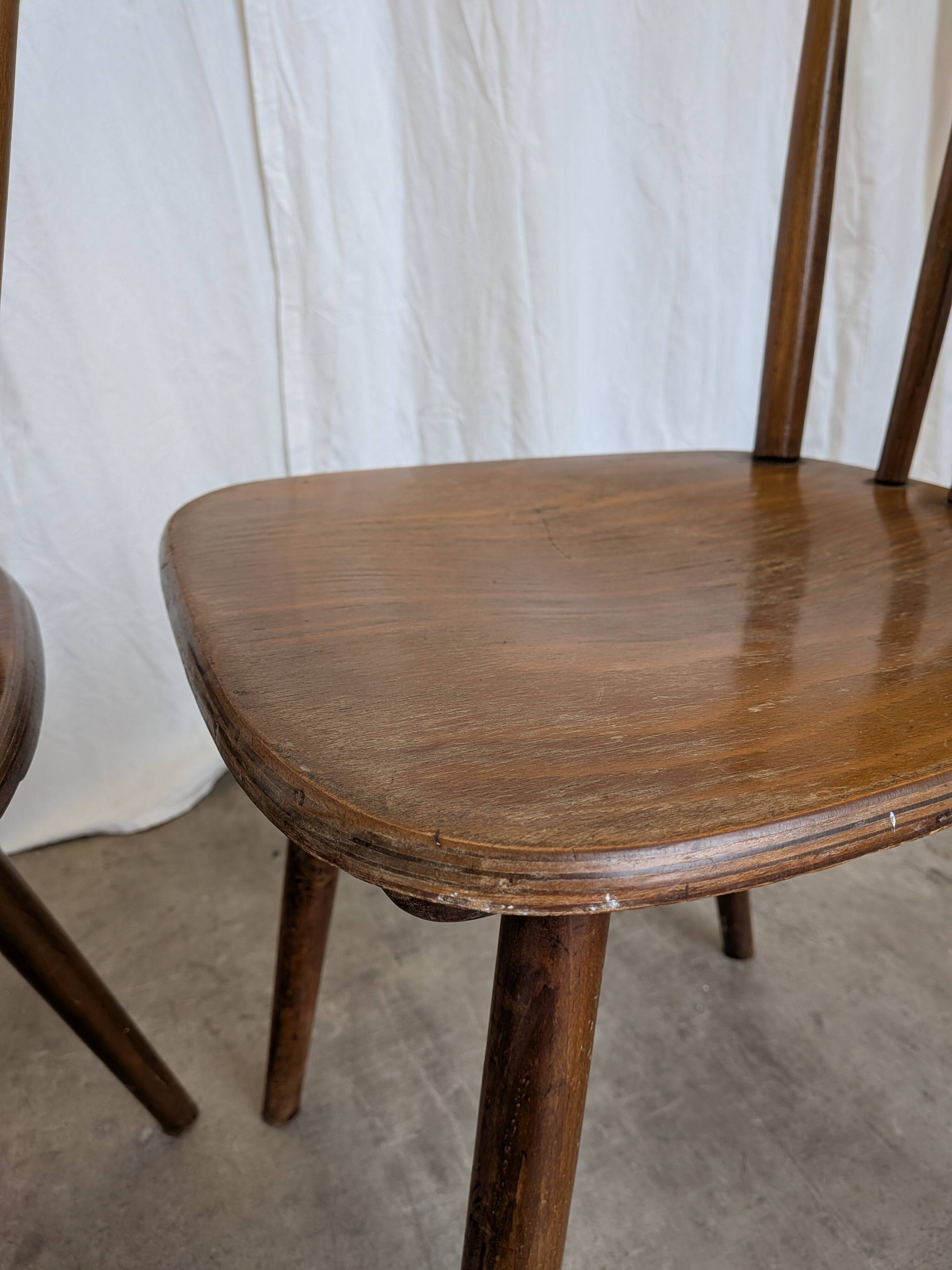 Ensemble de 4 chaises de salle à manger Windsor vintage : en bois des années 50 / STOL Kamnik