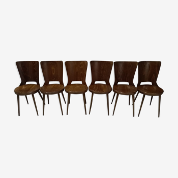 Suite de 6 chaises de bistrot Dove  Baumann 1960