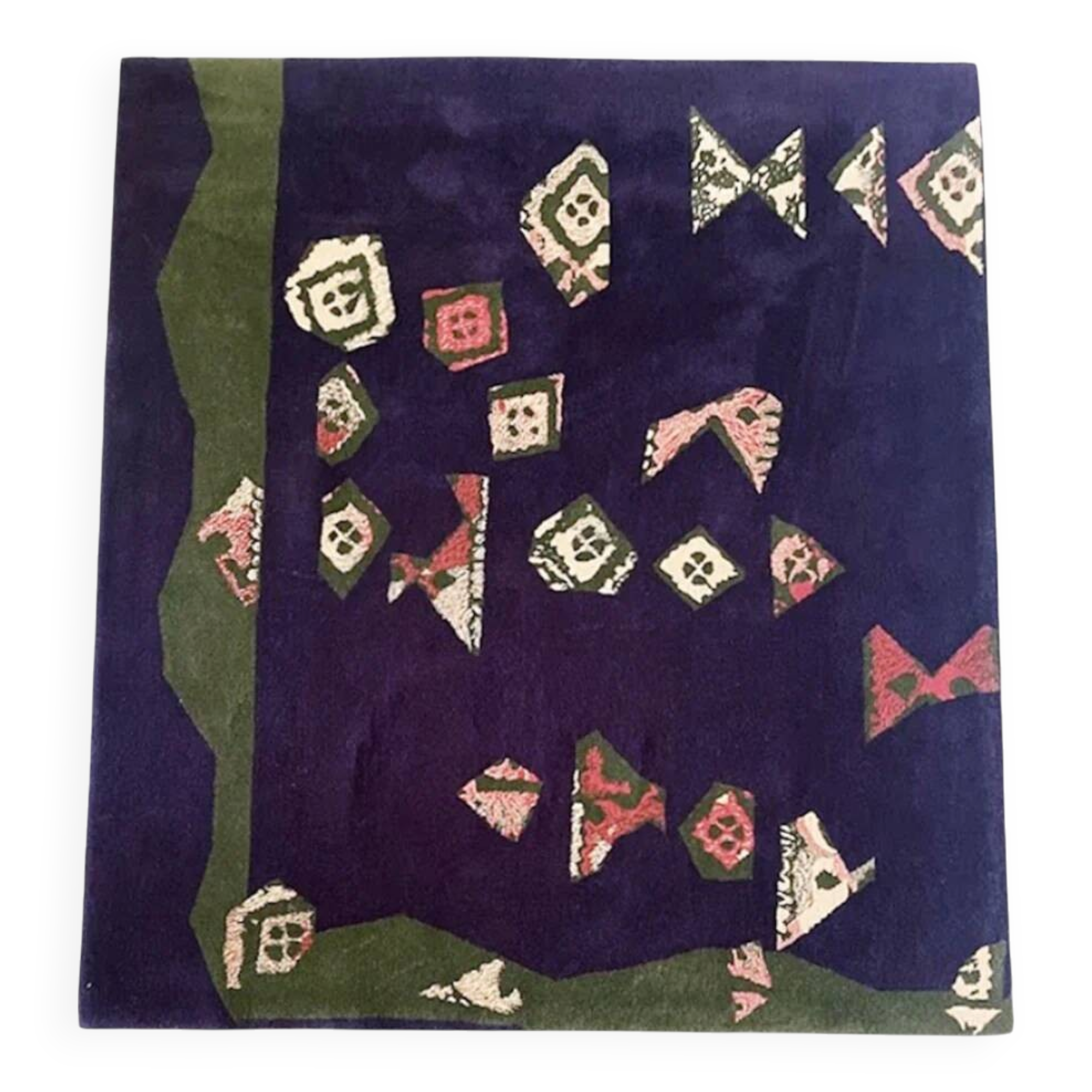 Hand-tufted artistic rug Vezeley by Tisca France 1990s