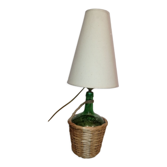 Wicker bottle lamp